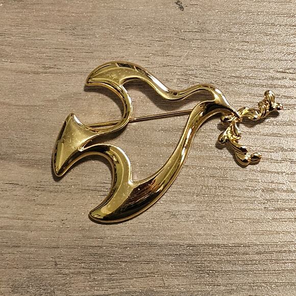 Vintage Givenchy Gold Dove Brooch Pin - Picture 1 of 4